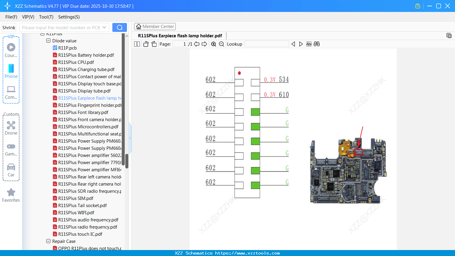 OPPO R11SPlus Earpiece Flash Lamp Holder